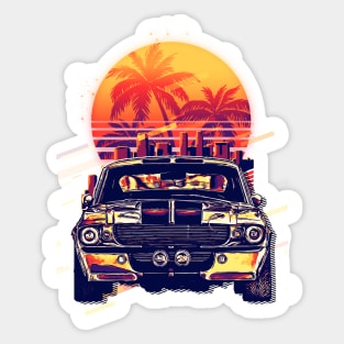 synthwave cars Sticker